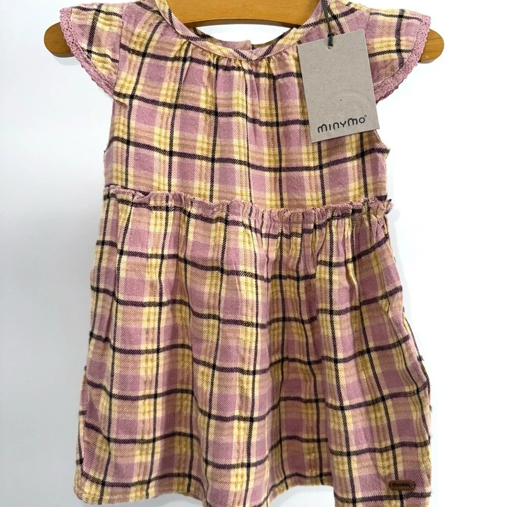 Pink Plaid Kids Casual Dress